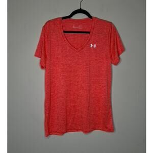 NWOT Under Armour Tech Twist Women's Large Electric Orange V-Neck Loose T-shirt